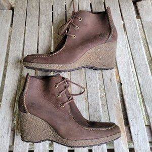 New TIMBERLAND Wallaby Brown Nubuck Wedge Ankle Boots 9.5